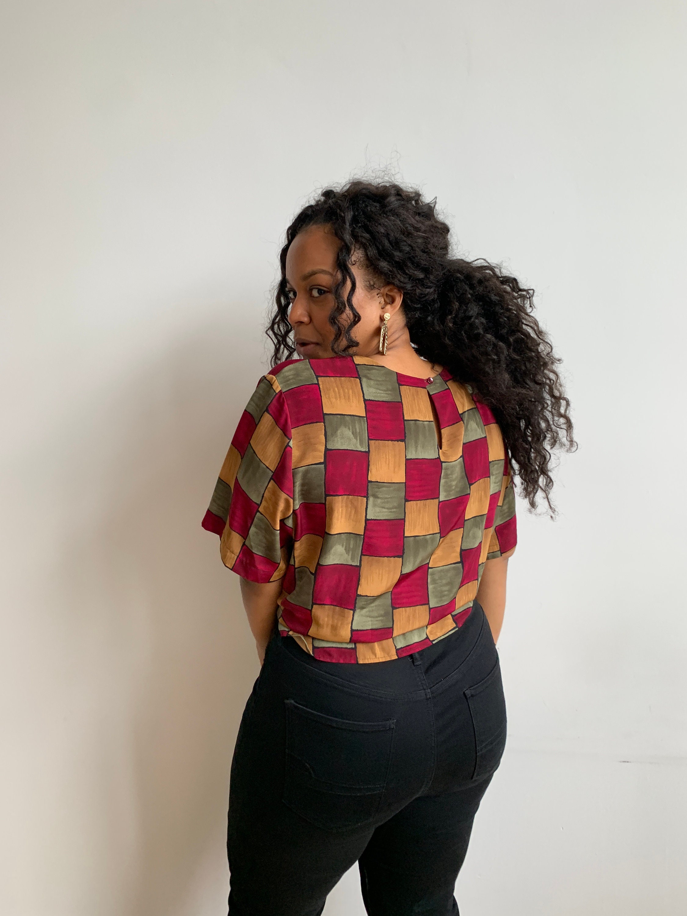 Square Pattern Boxy Top - Etsy