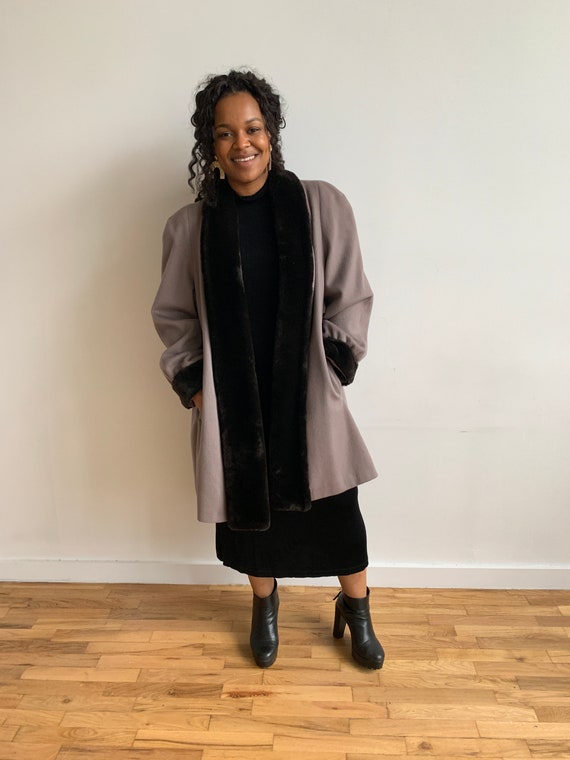 Faux Fur Collar Opera Coat