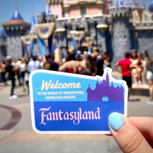 Fantasyland sticker, Disneyland theme park stickers, Disneyland sticker for water bottle, Magic Kingdom decal for tumbler, ride sign sticker