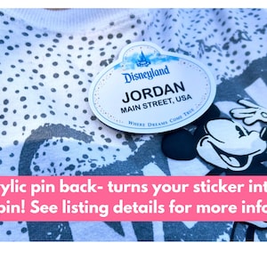 Cast member name tag pin backing- Turn your name tag sticker into a wearable pin. For costumes, cosplay, wax museum projects, etc.