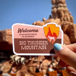 Thunder Mountain sign sticker, Thunder Mountain railroad, Disneyland sticker for water bottle, Disneyworld Magic Kingdom, Big Thunder decal