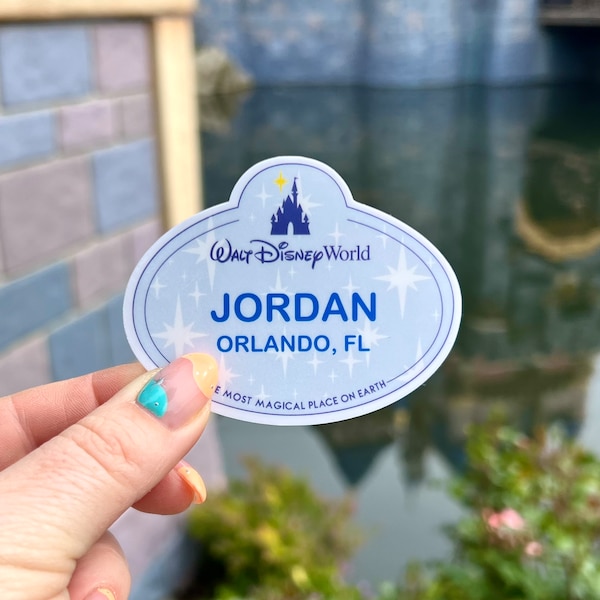 NEW Disneyworld cast member name tag sticker, WDW cast member badge, Disneyworld stickers, personalized stickers for water bottles, laptop