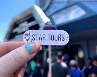 Star Tours holographic destination drop pin sticker, disneyworld trip surprise, disneyland stickers, Galaxy's Edge, Tomorrowland ride signs