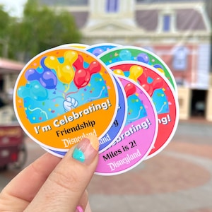 Custom Disneyland/Disneyworld birthday celebration pin stickers, Disneyland birthday decorations, cast member pin, custom disneyland logo