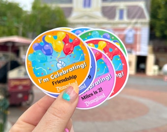 Custom Disneyland/Disneyworld birthday celebration pin stickers, Disneyland birthday decorations, cast member pin, custom disneyland logo