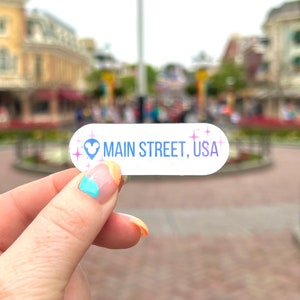 Main Street USA location tag sticker Disneyland, main street magic, Disneyland stickers decal for lap top water bottle