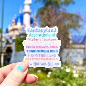 Disneyland lands sticker, Main Street USA, Fantasyland decal, meet me at mainstreet, Disneyland decal for lap top water bottle cell phone