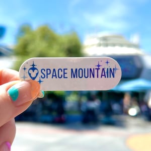 Space Mountain Destination Drop Pin Shimmering Sticker, Disneyland gifts stickers, California Adventure decal, hidden mickey, ride sign