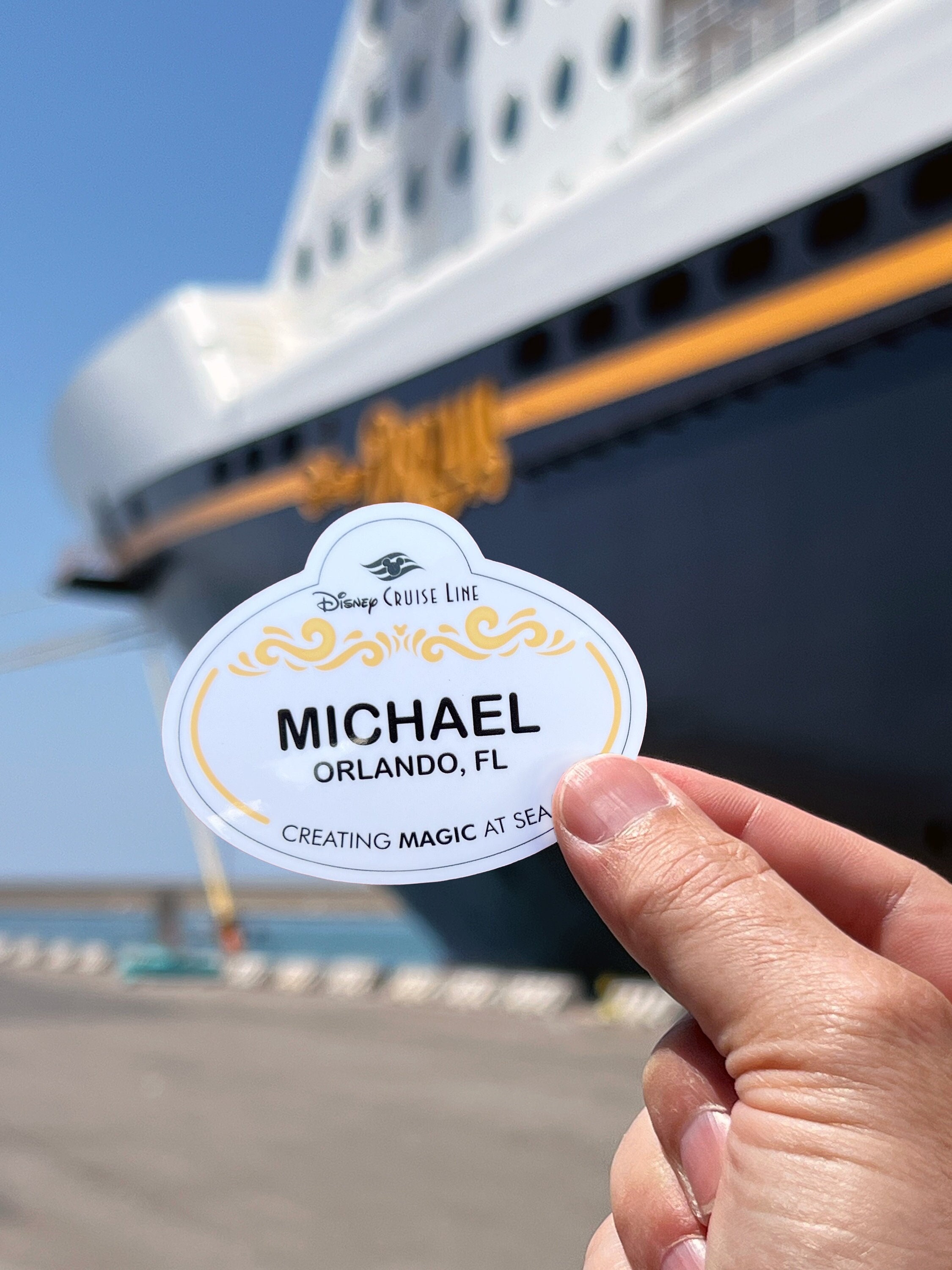 Cruise Line Cast Member New Name Tag Sticker, Personalized Name