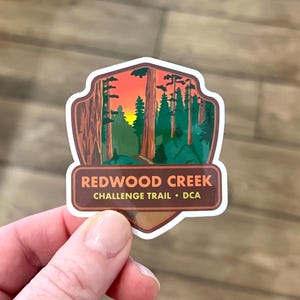 Redwood Creek Challenge Trail sticker, California Adventure stickers, ride sign attraction, cast member appreciation, Disneyland stickers