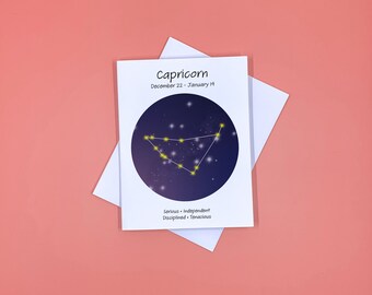 Capricorn Constellation Card, Birthday Card, Greeting Card, Handmade card, Astrology, zodiac card, Card for her, Card for him,Thank you card