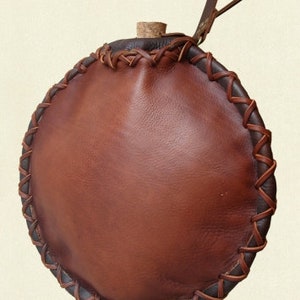Poche à vin/peau d'eau - Grande ronde en marron 4 litres