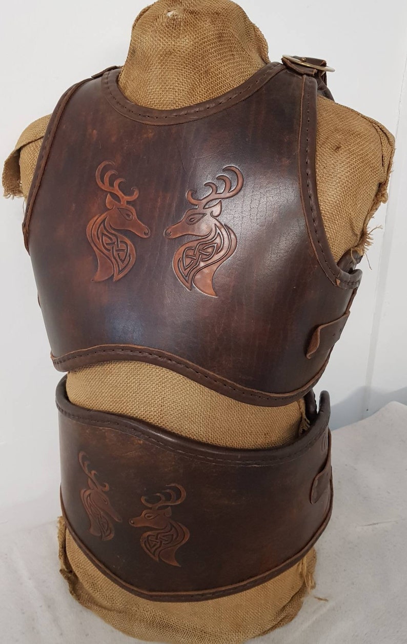 Thick Leather Armour With Embossed Stags Etsy