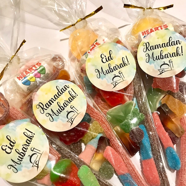 Pre-filled Medium Personalised Ramadan & Eid Sweet Cones Ramadan Eid Party Favour Sweets Candy Halal Gift for Children Pick and Mix