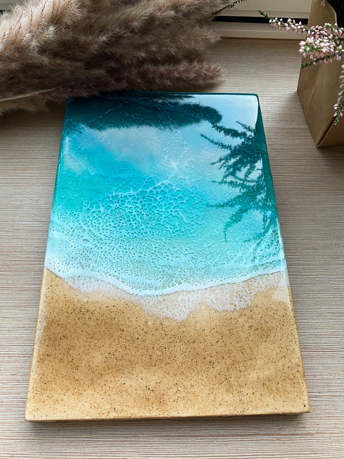 Resin Beach Art Wall Art Wood Panel Artwork Resin Beach Etsy
