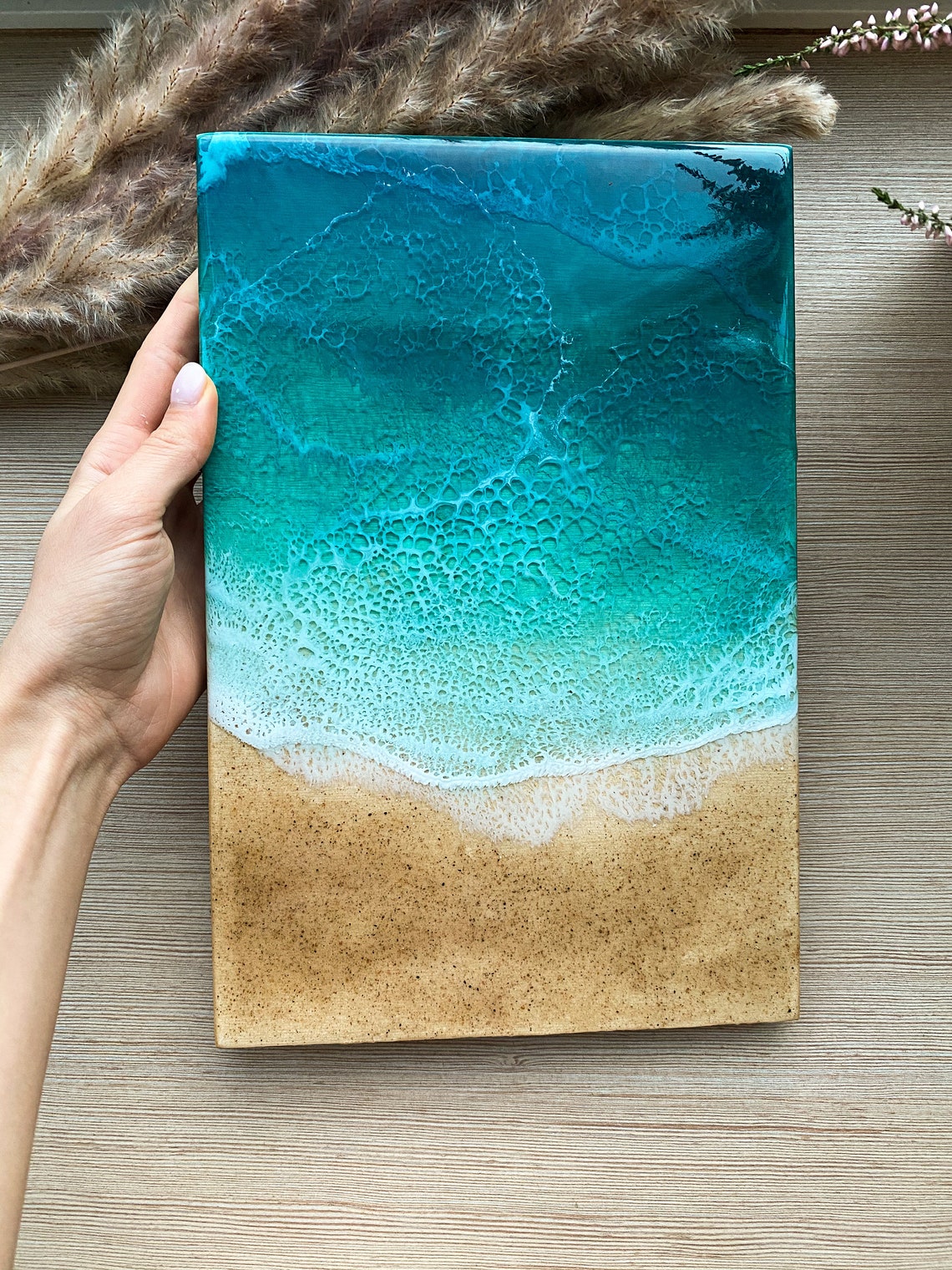 Resin Beach Art Wall Art Wood Panel Artwork Resin Beach Etsy