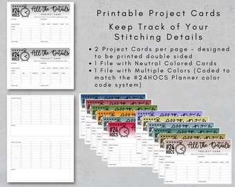 Printable Project Cards for Cross Stitch Projects