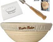 Round Banneton Proofing Basket Set, Dough Proving Kit, 9 inch, Bread scoring lame scraper included, Brotform, Professional Sourdough Bowl