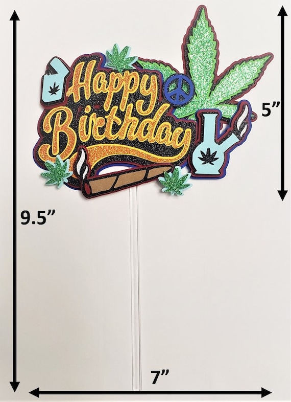 24 Stück Dope Marihuana Blatt Cupcake Topper - 420 Geburtstag, Grün Gold Glitzer Dekoration