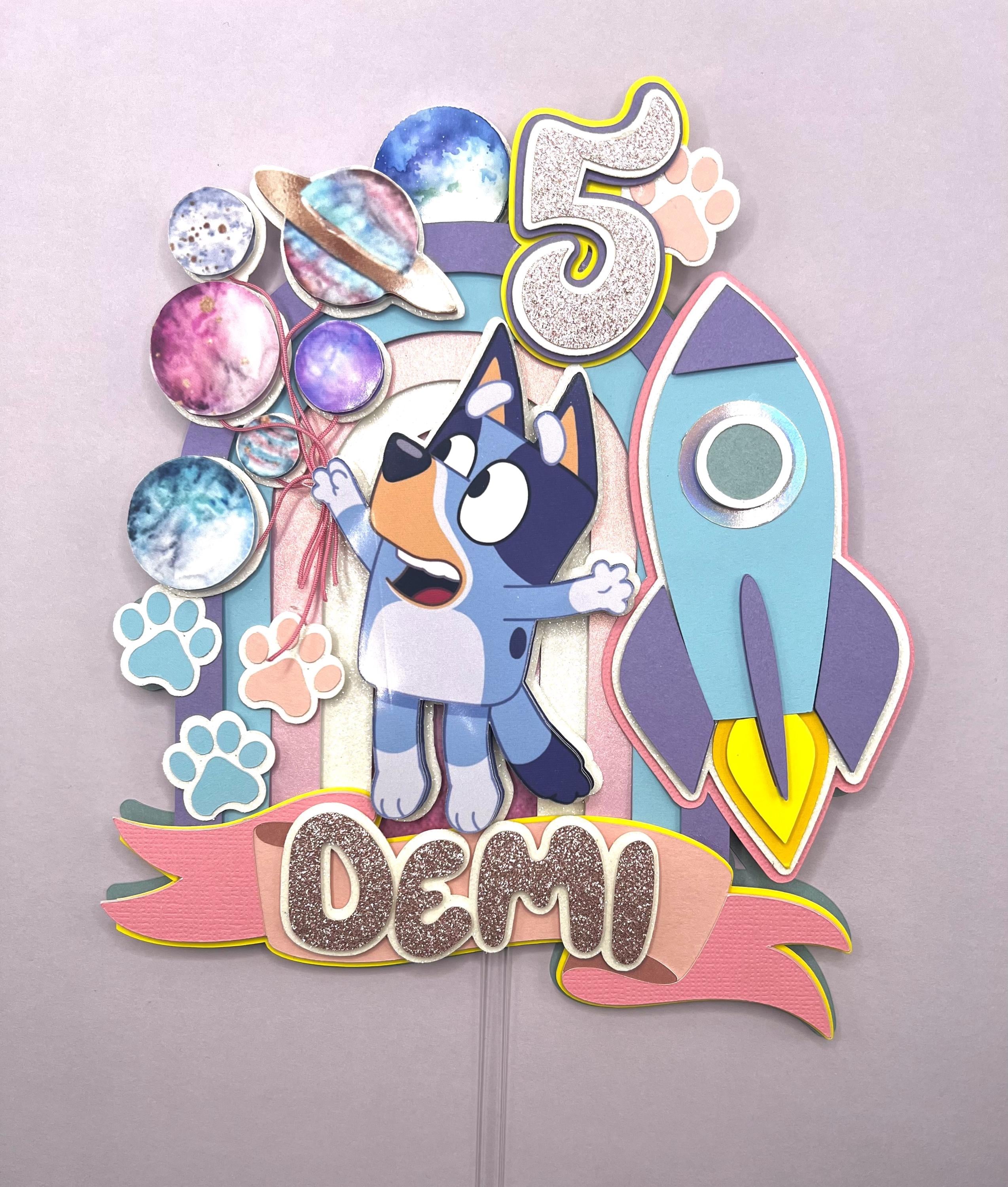 Blue dog birthday cake topper