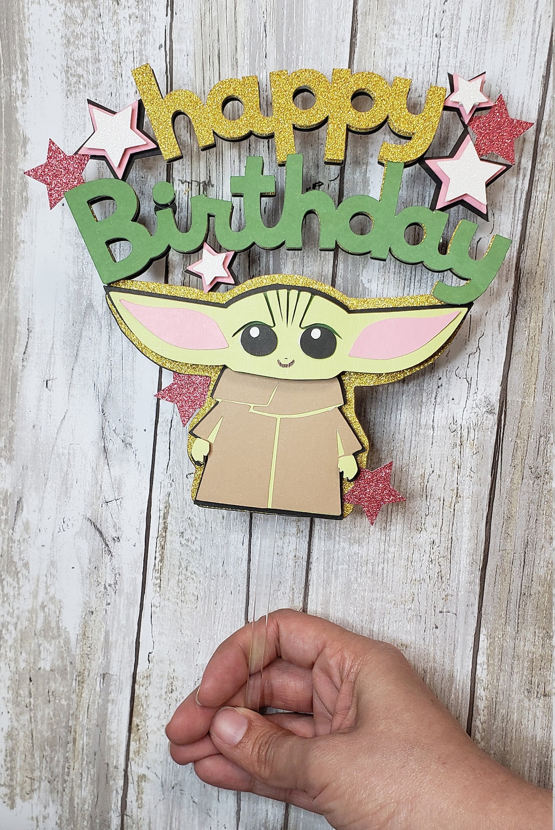 Baby Yoda Happy Birthday Cake Topper Cake Decoration Sign | Etsy