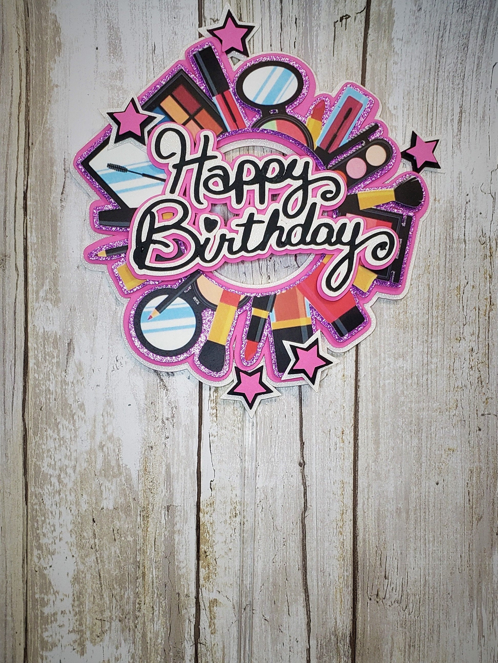 Makeup Cake Topper Happy Birthday Make Cake Topper Etsy Italia