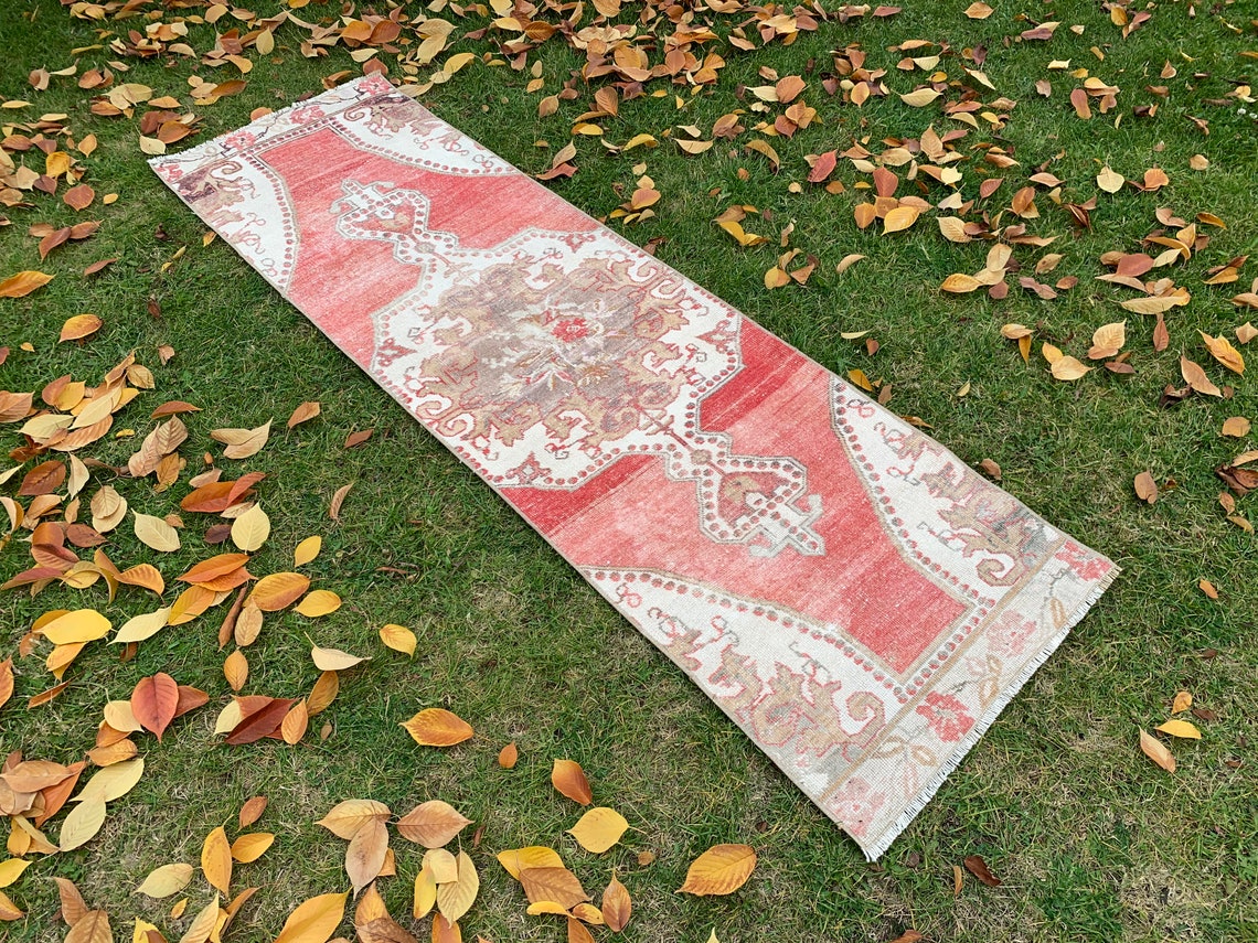Vintage Faded Red Runner Rug 21 X 712 Feet Turkish Runner Etsy UK
