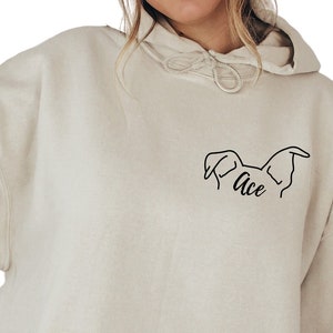 Custom Hoodie for Pitsky Dog Mom, Pitsky Ears in Pocket Hoodie, Personalized Dog Name Sweatshirt, Gift for Pitsky Dog Owner, S3187