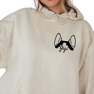 Husky Ears in Pocket, Husky Dog Mom Sweatshirt, Personalized Dog Name Sweatshirt, Gift for Husky Dog Owner, Christmas Gift, S3173