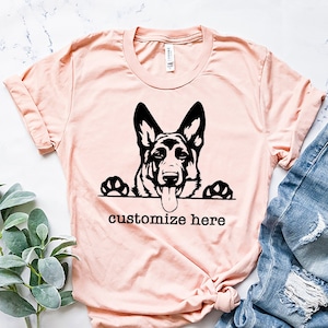 Custom German Shepherd Custom Shirt, Dog Mama Shirt, Personalized Dog Mom Shirt, GSD Dog Lover Shirt.