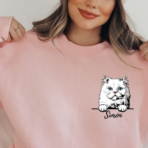 Persian in Pocket, Custom Hoodie for Persian Cat Dad, Unisex Cat Peeking Hoodie, Personalized Persian Cat Mom Sweatshirt, S2162
