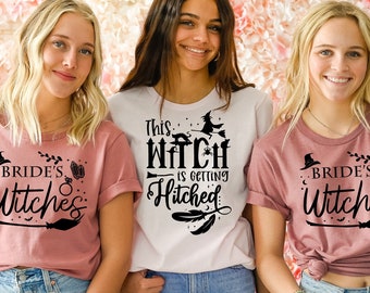 Halloween Bride Shirt, Witch is Getting Hitched Tee, Bride's Witches Party Shirt, Bachelorette Party Shirts, S8009