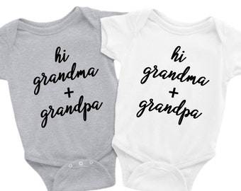 Hi Grandma and Grandpa Onesie®, Grandparents Onesie®, Baby Announcement Gift, Newborn Gift Ideas, Grandparents Pregnancy Reveal