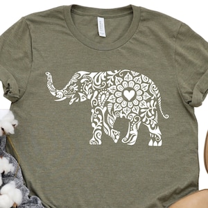 Mandala Elephant Shirt, Elephant Lover Tee, Floral Elephant Sweatshirt, Boho Elephant Hoodie, S2224