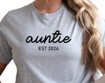 Auntie Est 2024 Shirt, Custom Aunt Shirt, Cute Auntie Shirt, Mothers Day Gift, Custom Date Shirt, Pregnancy Announcement Shirt