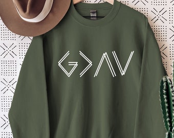 God is Greater Than the Highs and Lows Sweatshirt, Christian Hoodie, Bible Jesus Lover Gift.