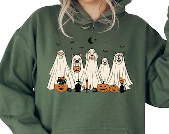 Ghost Halloween Sweatshirt, Custom Crewneck Sweatshirt for Dog Owner, Halloween Gift, Halloween Party Hoodie, Spooky Season Hoodie, S3760