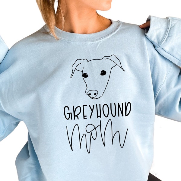 Greyhound Dog Mom Sweatshirt, Custom Hoodie for Greyhound Owner, Greyhound Mom in Pocket, Personalized Dog Name Hoodie, S3319