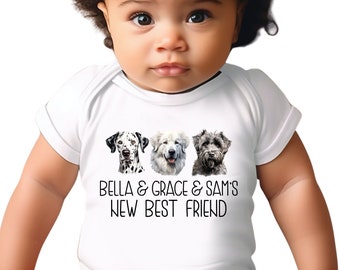 Dog Peeking Baby Onesie®, Custom Dog Lover Youth Shirt, Personalized Dog Breed Toddler Shirt, New Best Friend Shirt, Newborn Gift Ideas