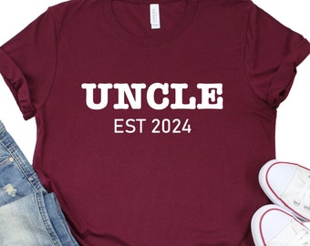 Uncle Est 2024 Shirt, Custom Uncle Shirt, Future Uncle Shirt, Uncle Birthday Gift, Custom Date Shirt, Pregnancy Announcement Shirt
