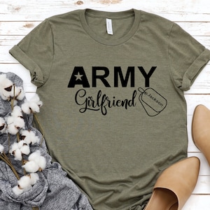 Army Girlfriend Custom Shirt, Army Girlfriend Dog Tag Name Shirt, Personalized Shirt for Army Girlfriend.