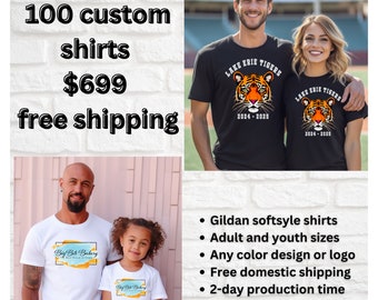 Bulk Customized Shirts Logo Text School PTO Business Camp Science Fair Event Church Parade Party Concert College Group Trip Vacation