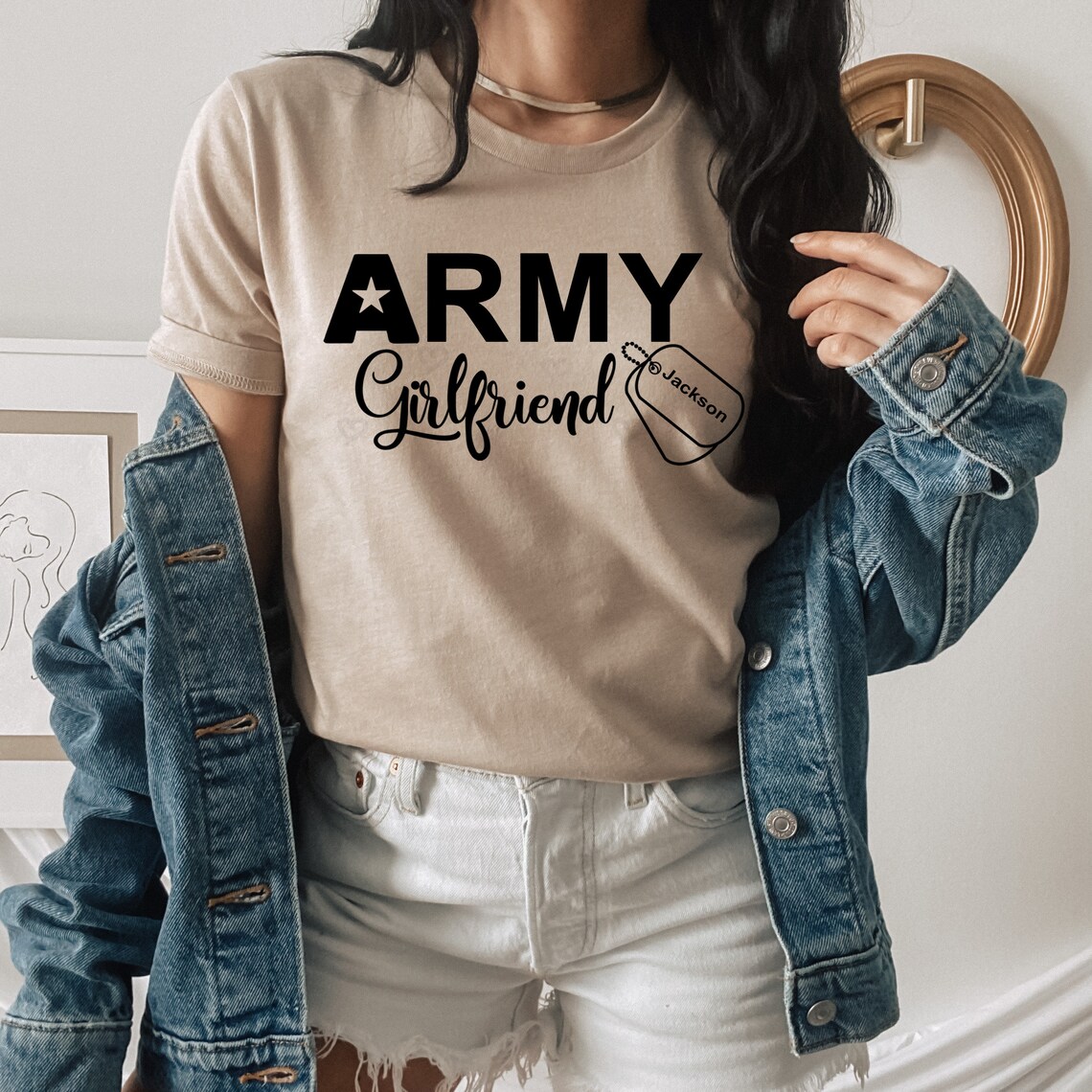 Army Girlfriend Custom Shirt Army Girlfriend Dog Tag Name | Etsy