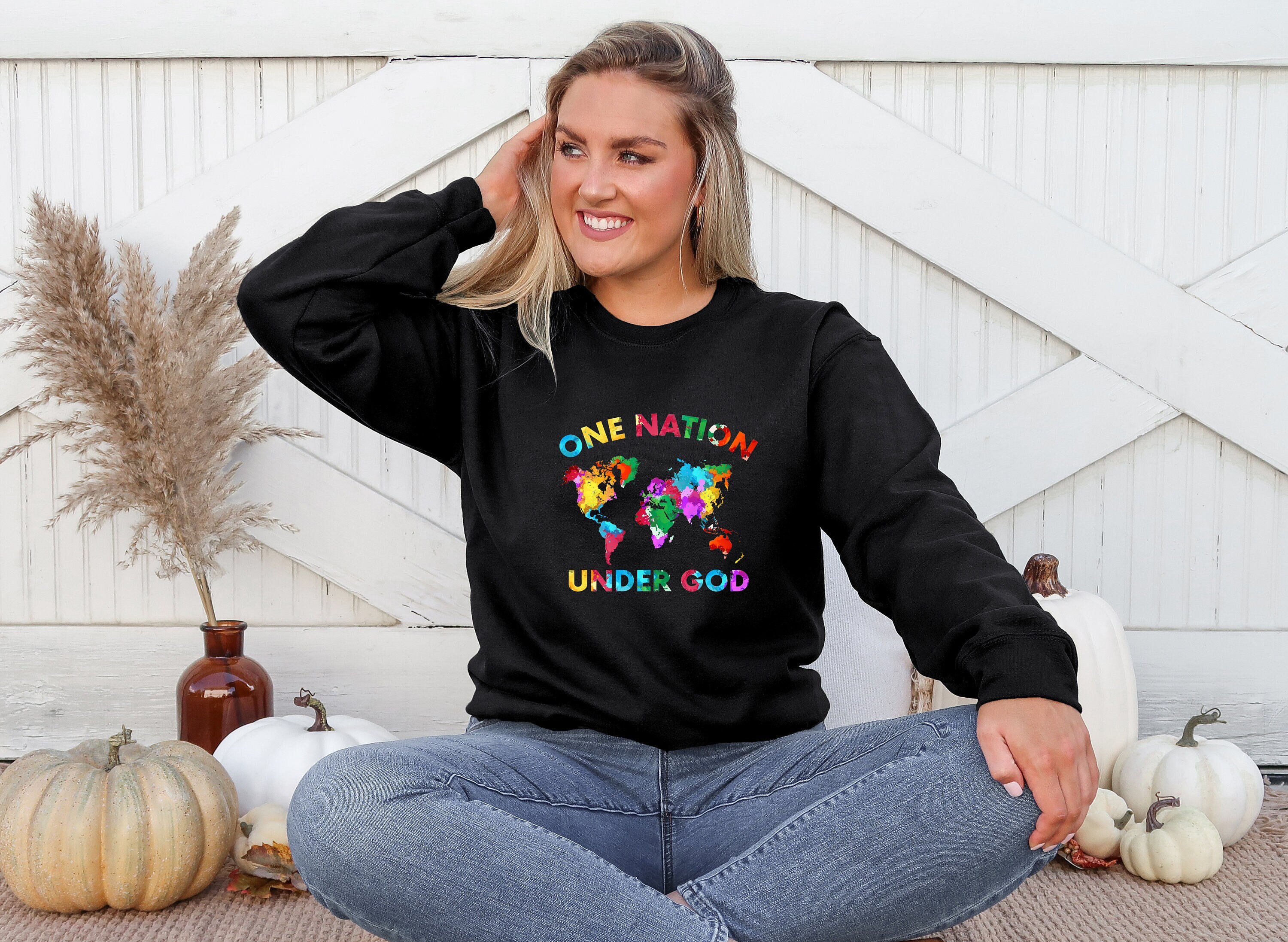 One Nation Under God Sweatshirt in God We Trust Sweatshirt - Etsy