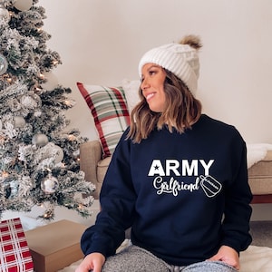 Army Girlfriend Sweatshirt, Personalized Army Girlfriend Hoodie, Custom Name Military Dod Tag Design on Sweatshirt. image 6