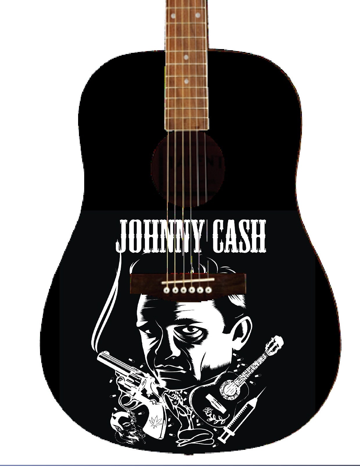 Johnny Cash Custom Guitar Etsy