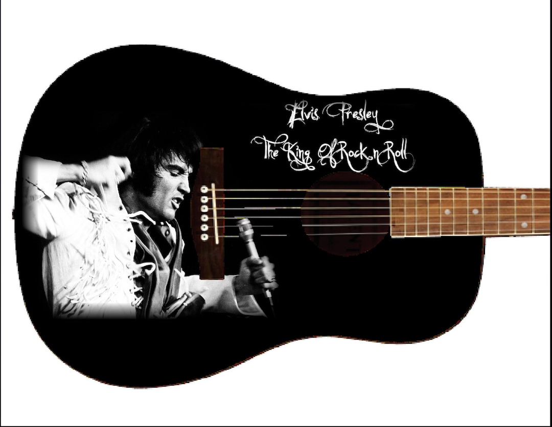 【くりぼう】Elvis Guitars アコースティックギター Elvis Presley Gold Signature Black Acoustic Mini Guitar