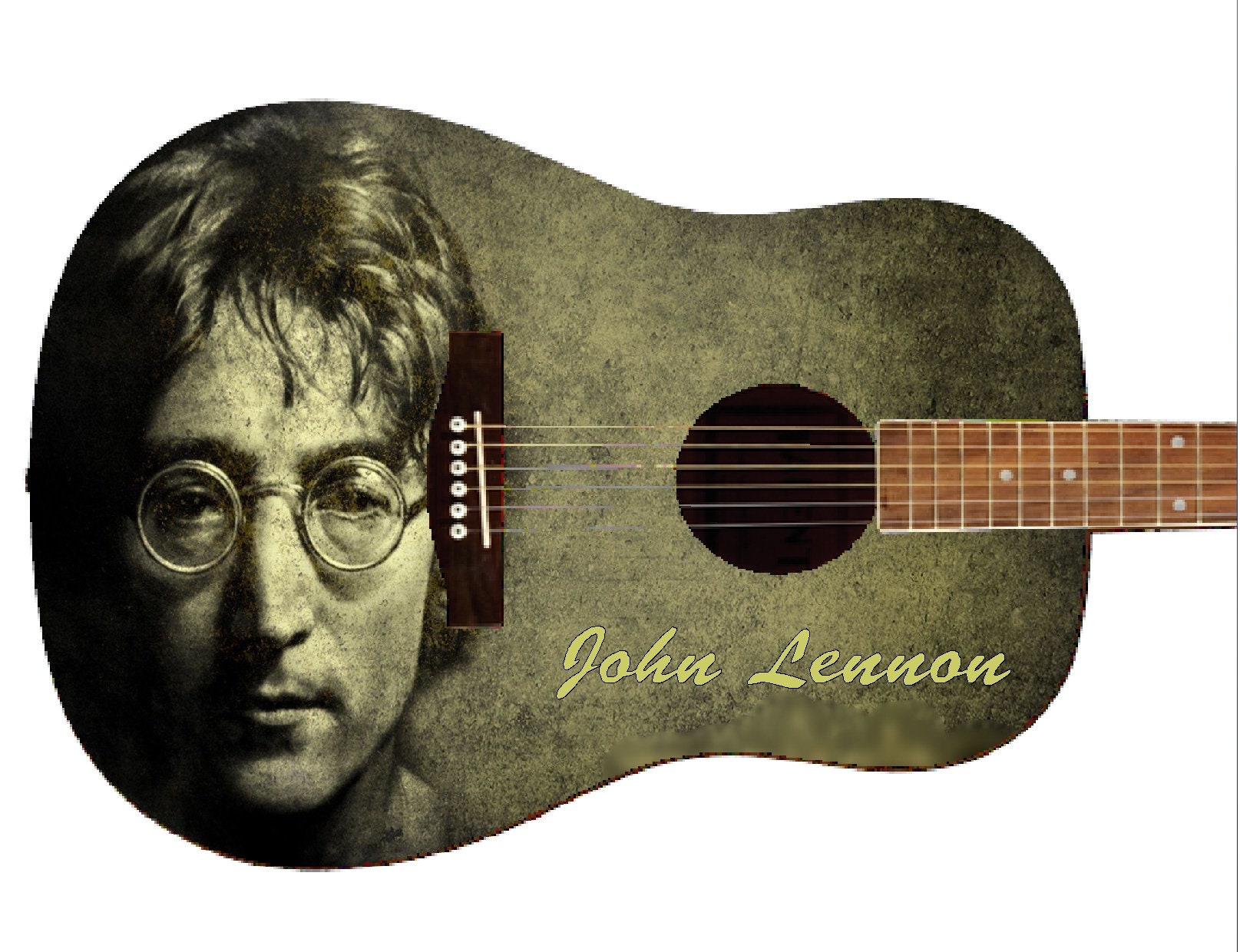 John Lennon “Give Peace a Chance” Mini Acoustic Guitar Replica - Fab Four