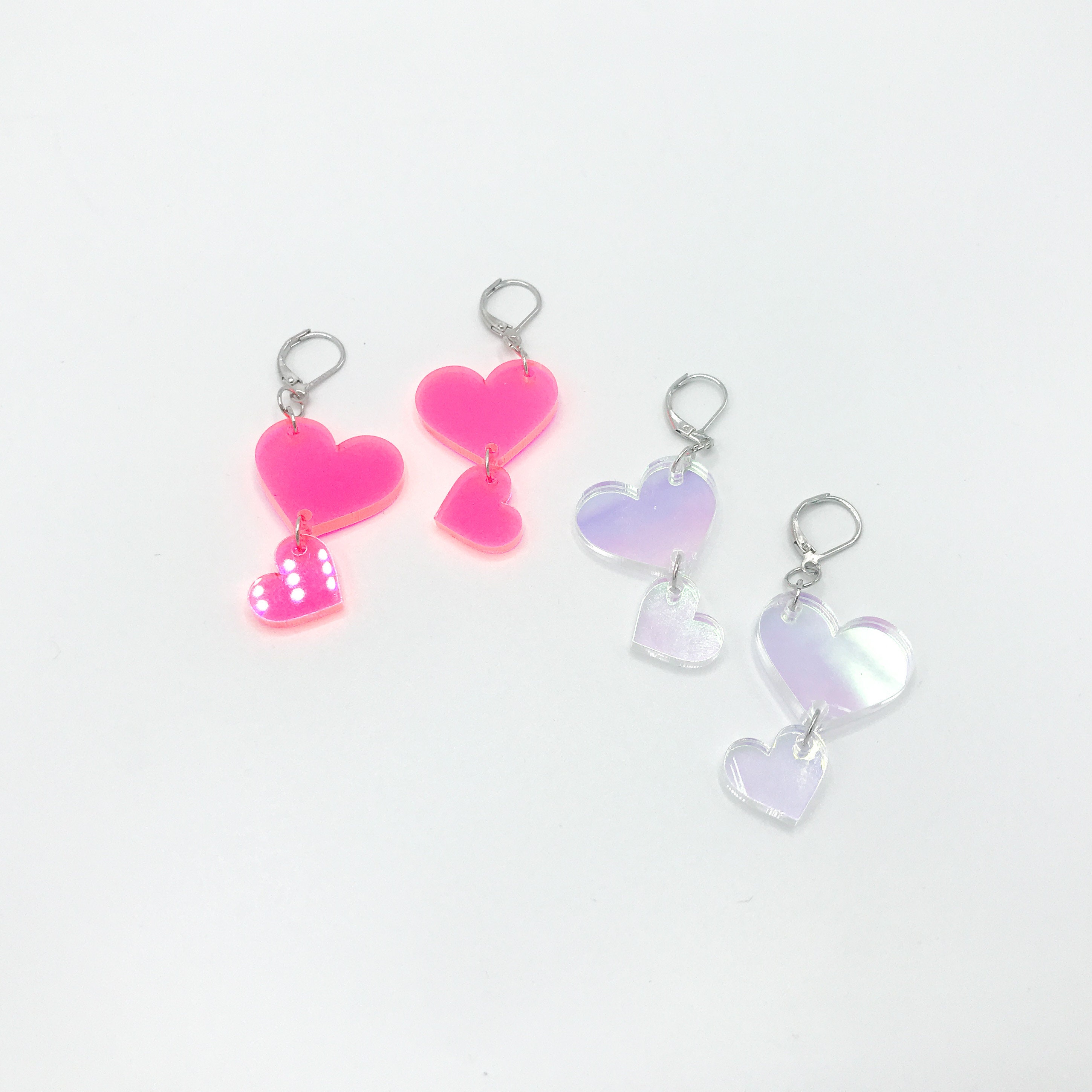 Valentine acrylic heart earrings lightweight jewelry neon Etsy