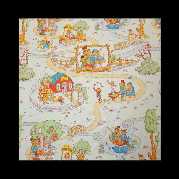 Berenstain Bears Sheet Set 2 Piece Twin Flat and Fitted Vintage 80s Lady Pepperell Cutter Craft Fabric